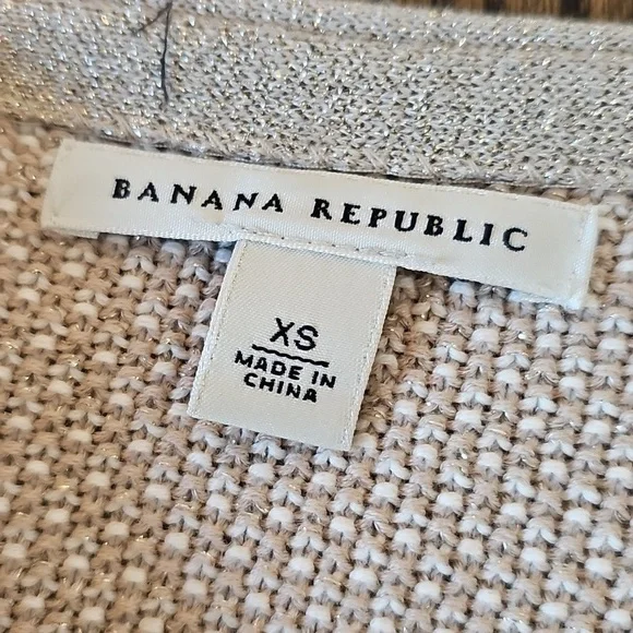 Banana Republic Cardigan Tan With Gold Weave and Gold Buttons - Picture 3 of 7